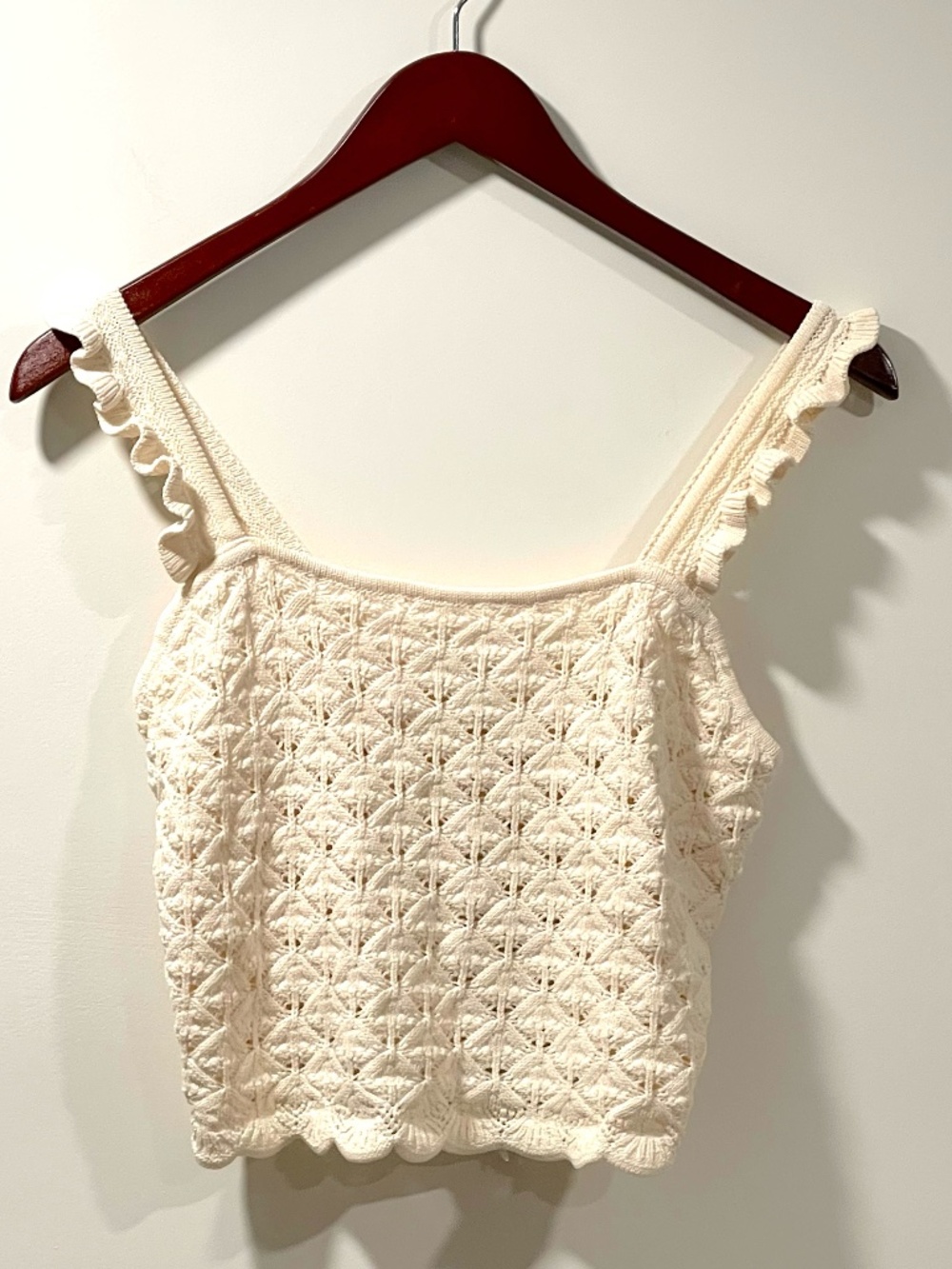 NWT House of Harlow 1960 Cream Crochet Knit Tank Crop Top Small Revolve